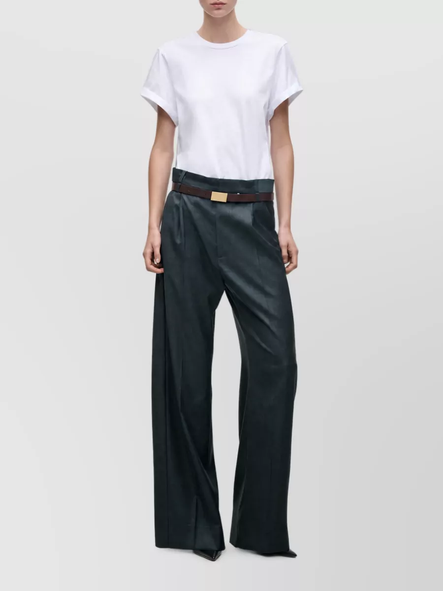 Victoria Beckham Virgin Wool Pleated Wide-Leg Suit Trousers
