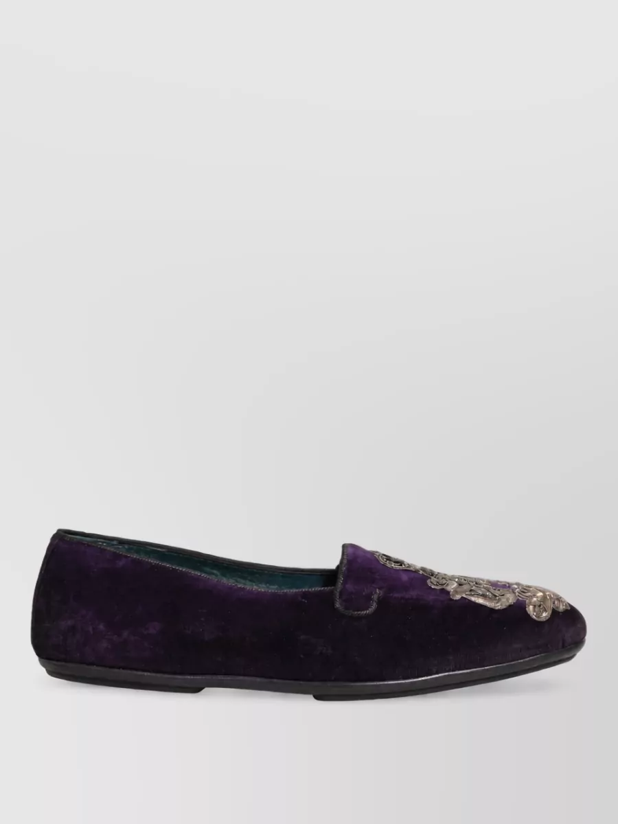 Dolce&Gabbana Leather Velvet Embroidered Loafers
