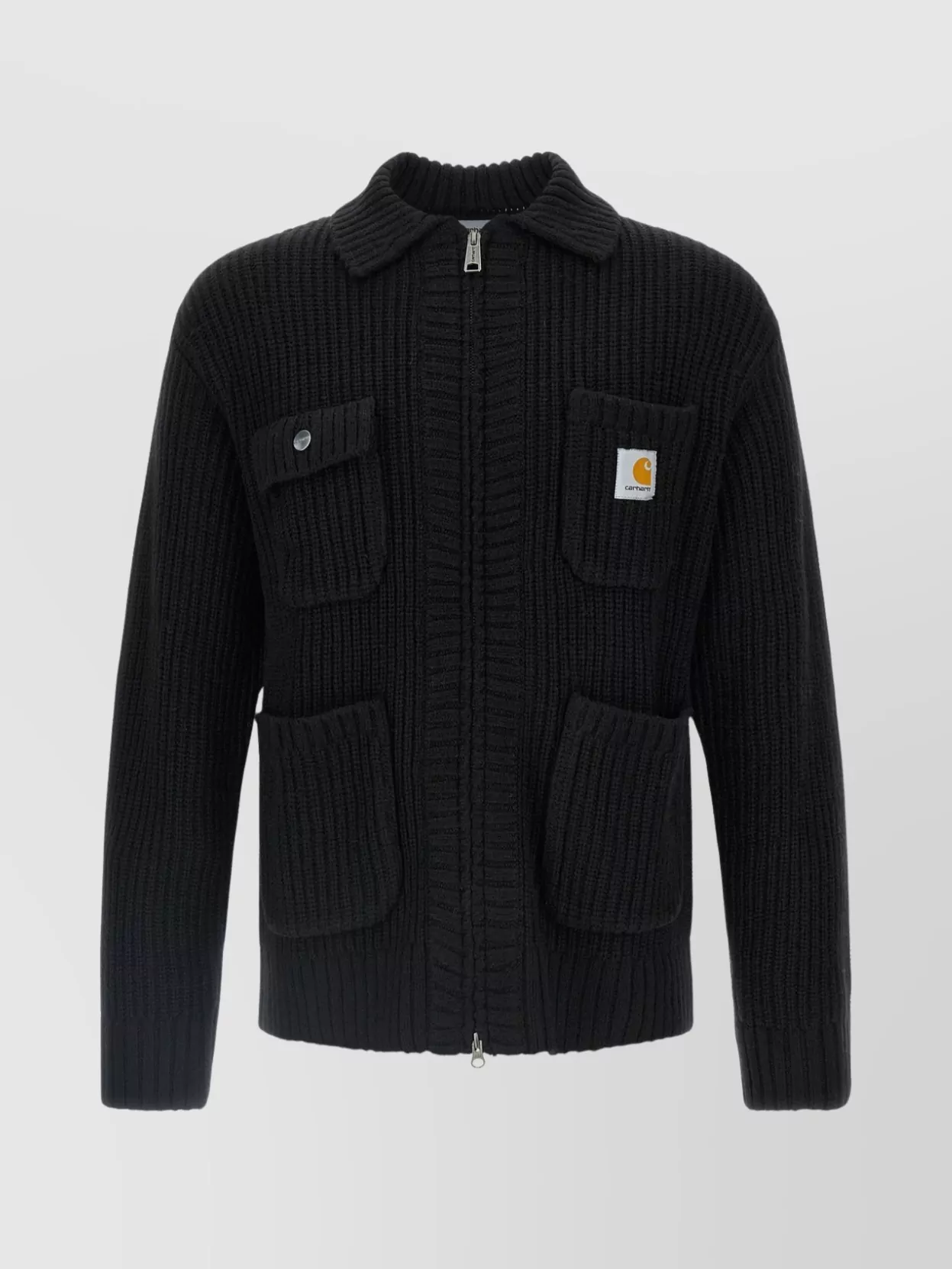 Carhartt Knit Jacket With Chest And Front Pockets In Black