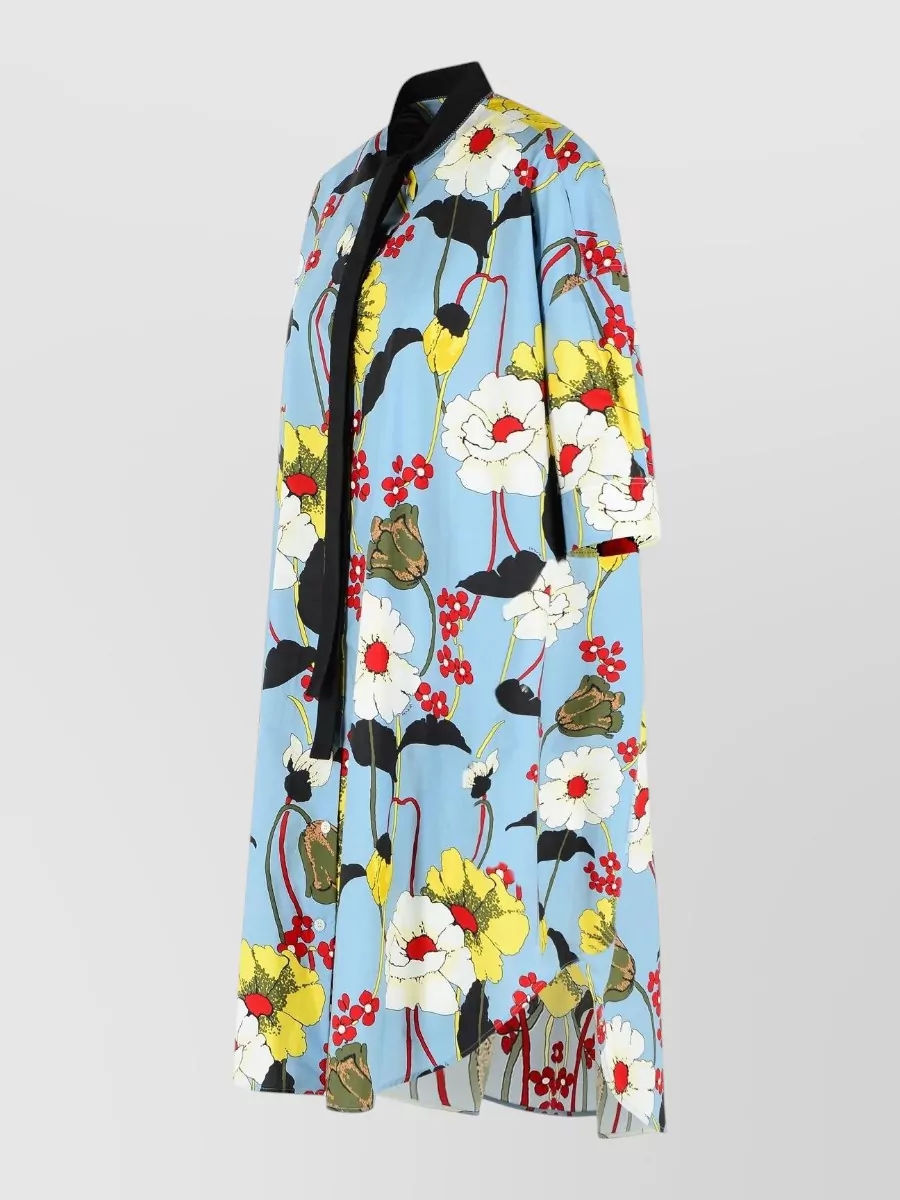 Marni Cotton Dress Three Quarter Sleeves Floral