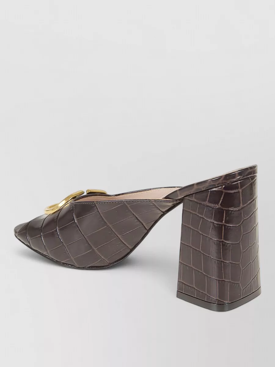 Valentino Garavani Leather Embossed Slide Mules