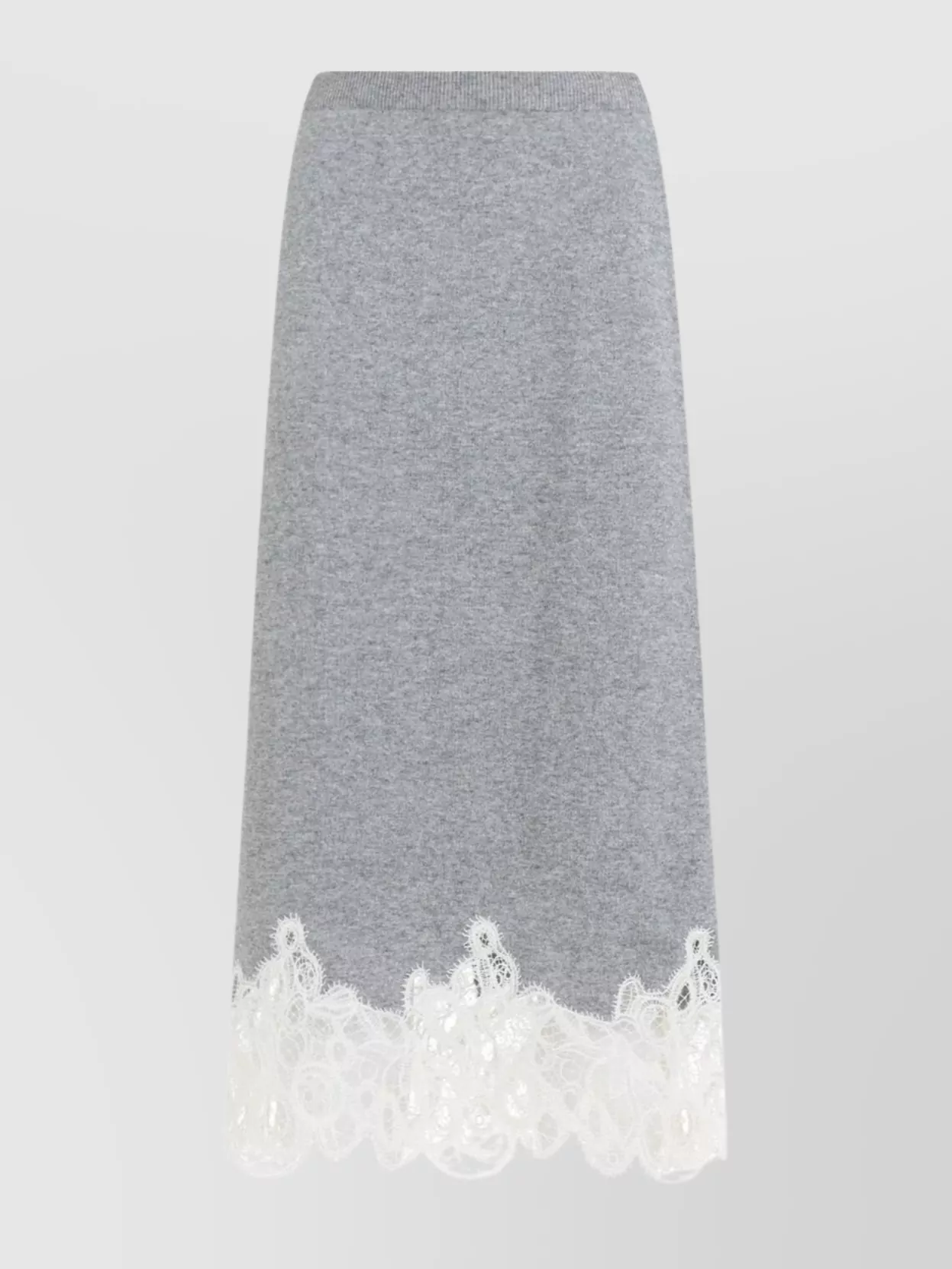 Fabiana Filippi Virgin Wool Lace Trim Midi Skirt