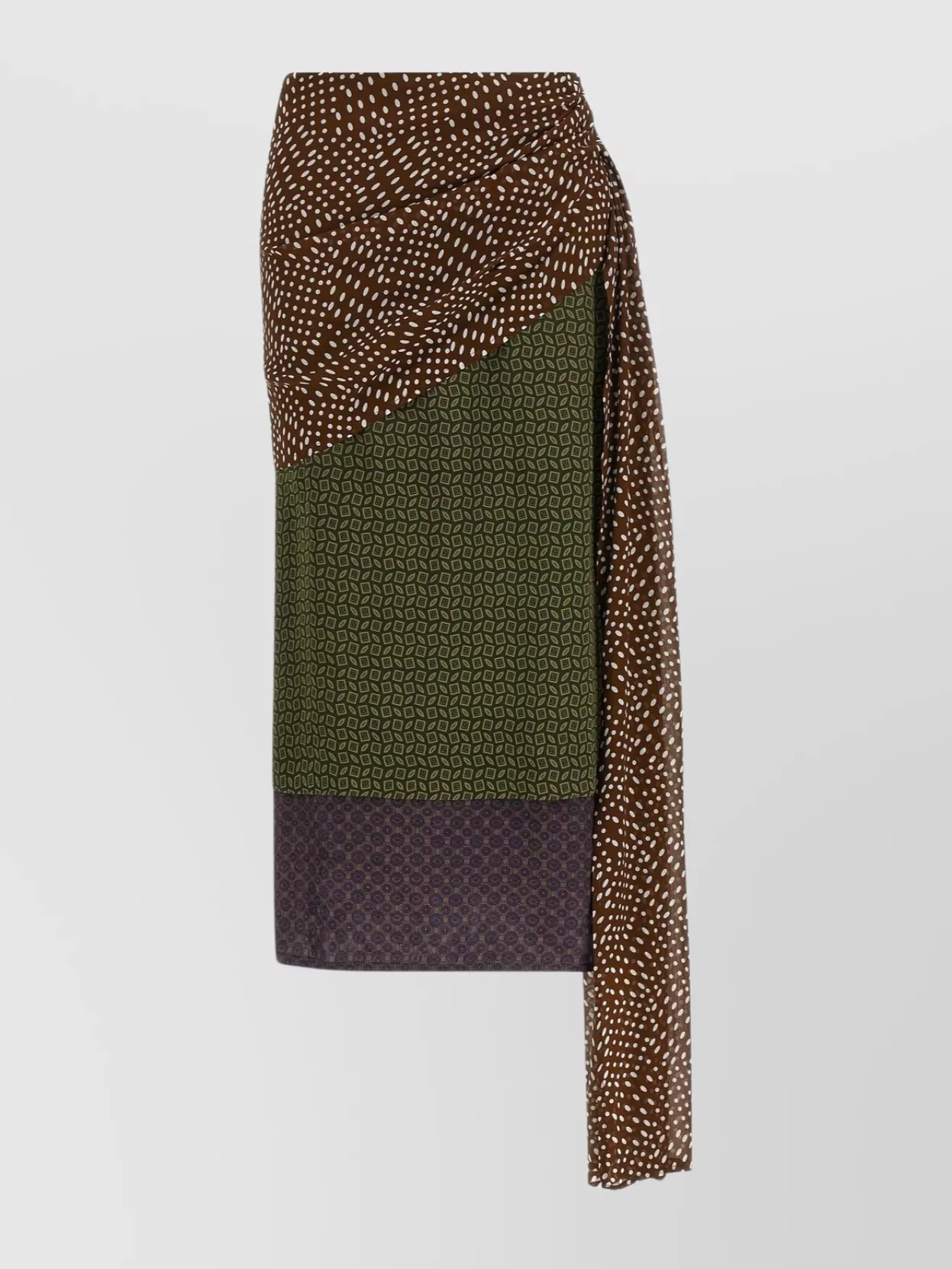 Dries Van Noten Draped Silk-satin Midi Skirt In Green