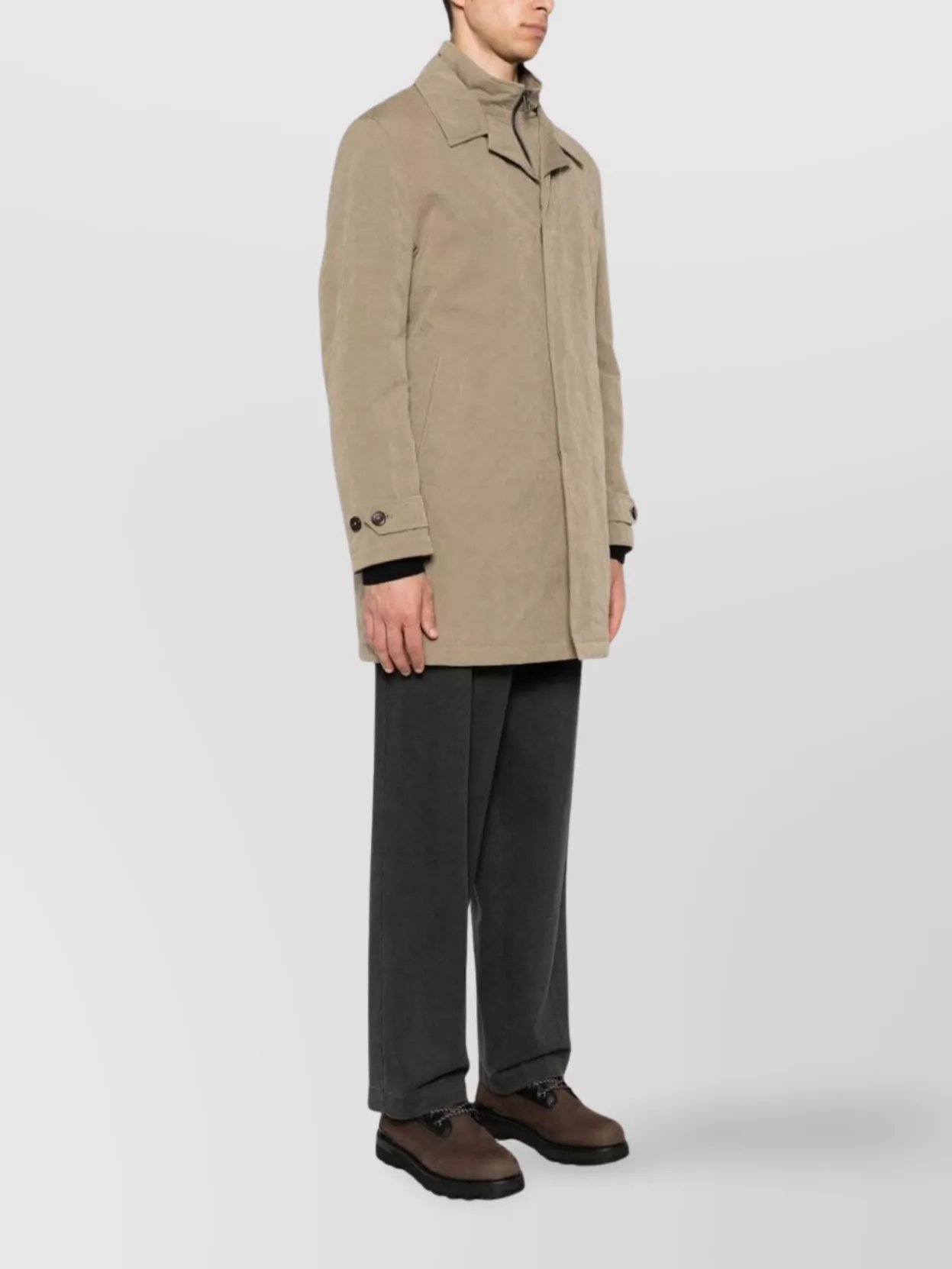 Fay Morning Coat With Belted Cuffs And High Neck