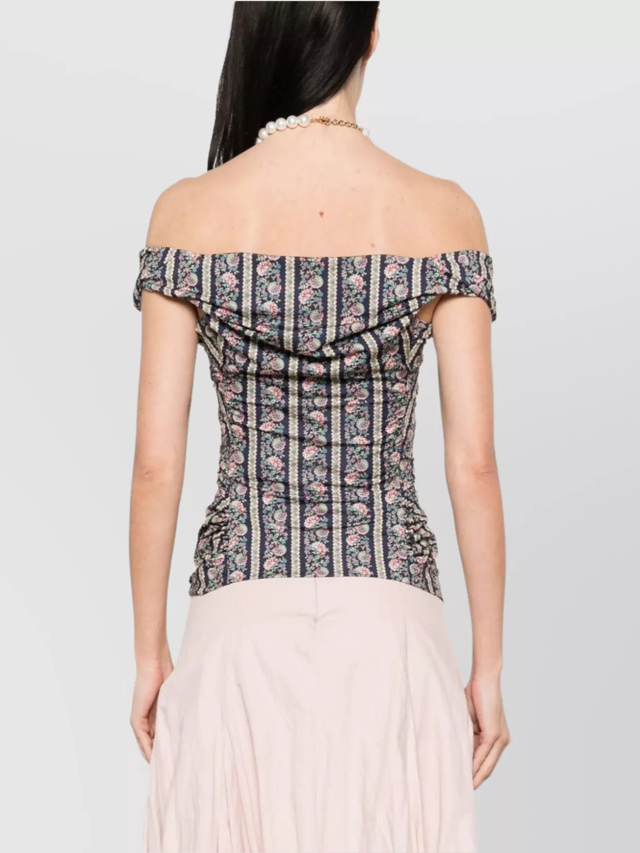 Vivienne Westwood Draped Off-The-Shoulder Fitted Floral Top