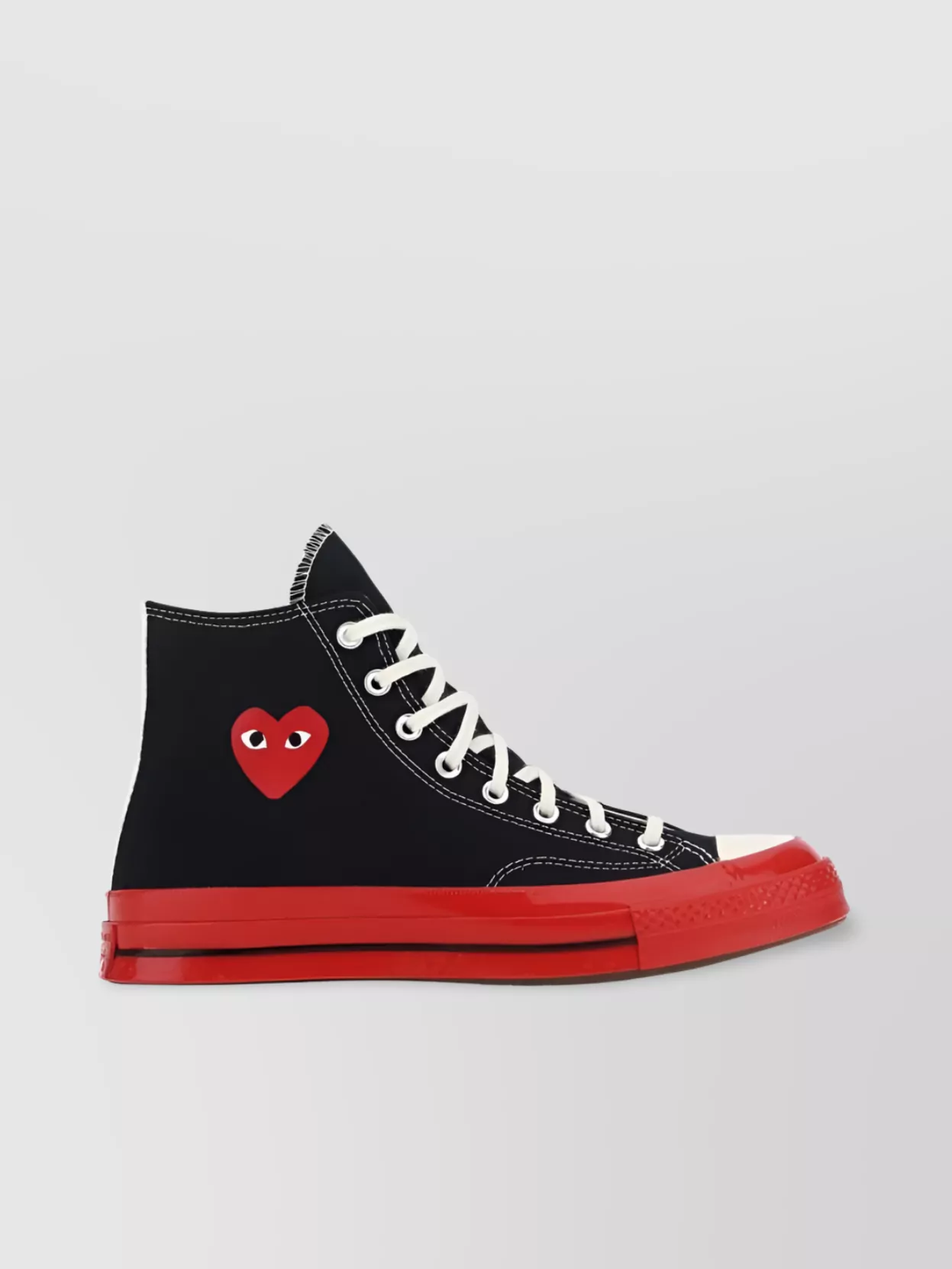 Shop Comme Des Garçons Play High-top Sneakers With Contrast Toe Cap And Heart Motif In Black