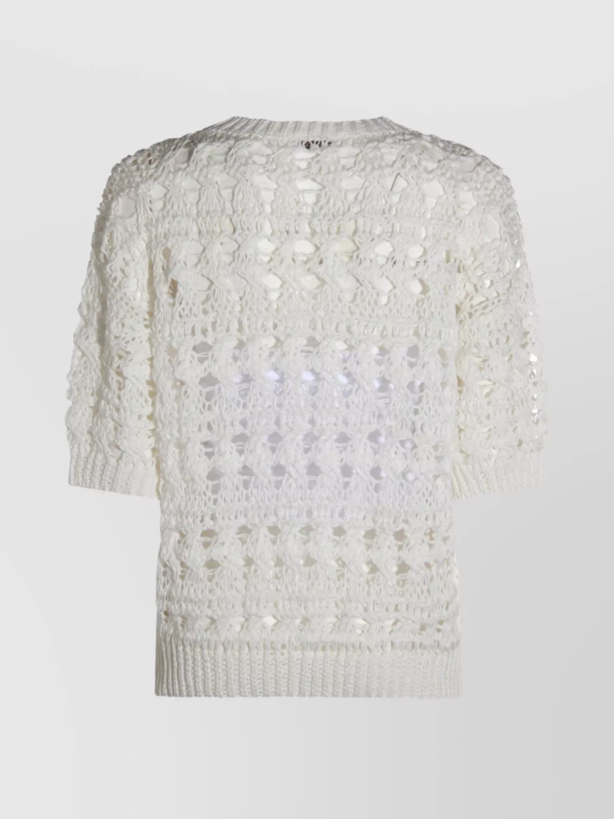 Brunello Cucinelli Jute-cotton Crochet Net Sweater In White