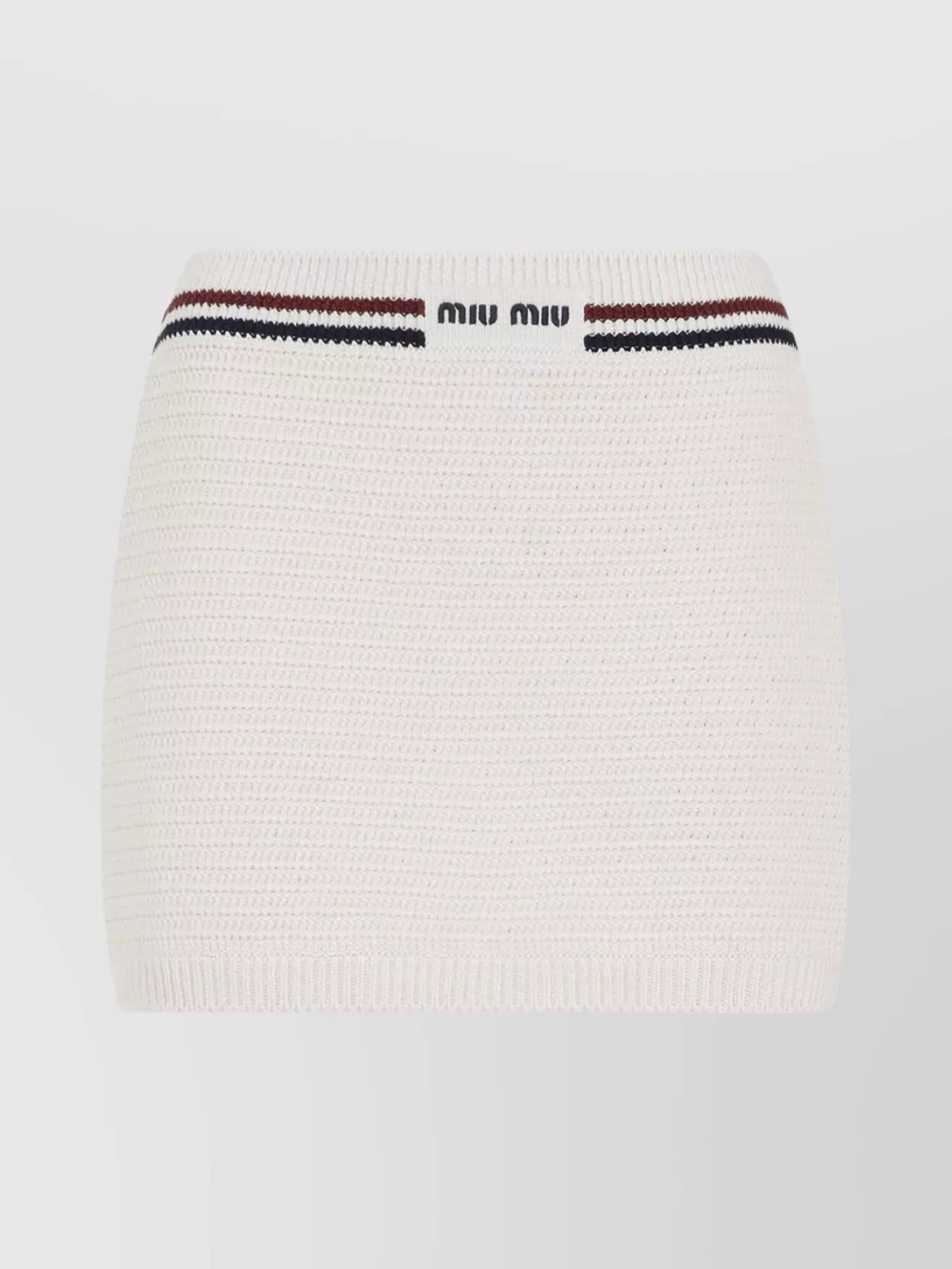 MIU MIU COTTON MINI SKIRT CROCHET EFFECT
