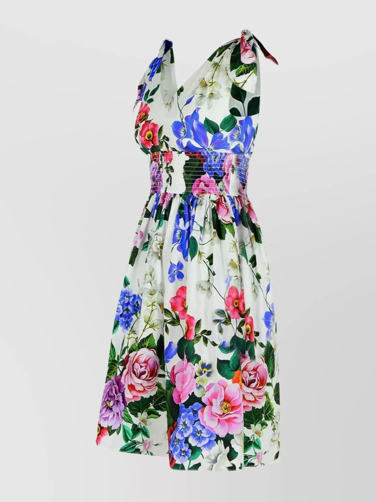 Dolce&Gabbana Cotton Dress With Multicolor Floral Print