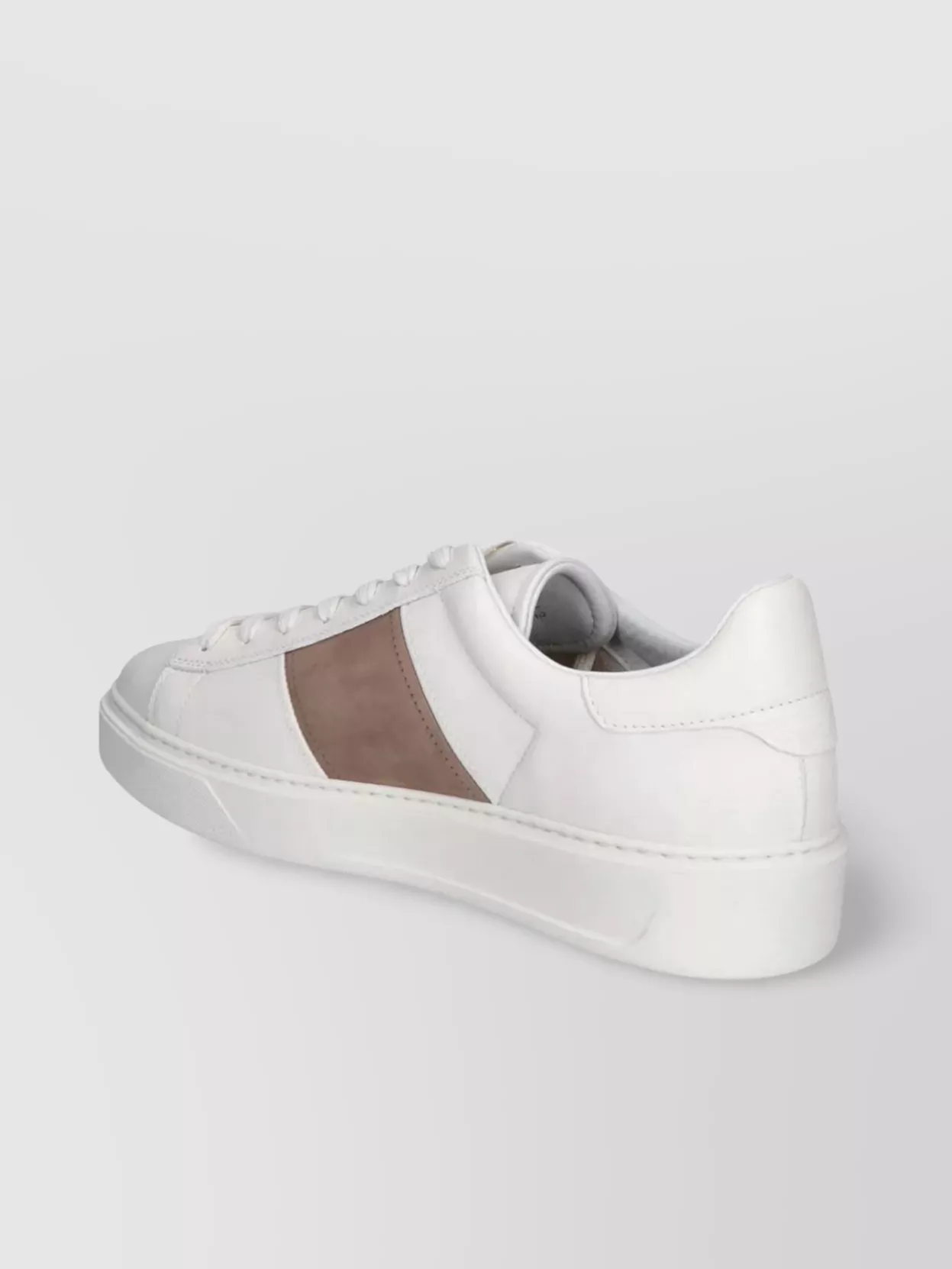 Woolrich Court Leather Sneakers With Contrast Panel And Round Toe
