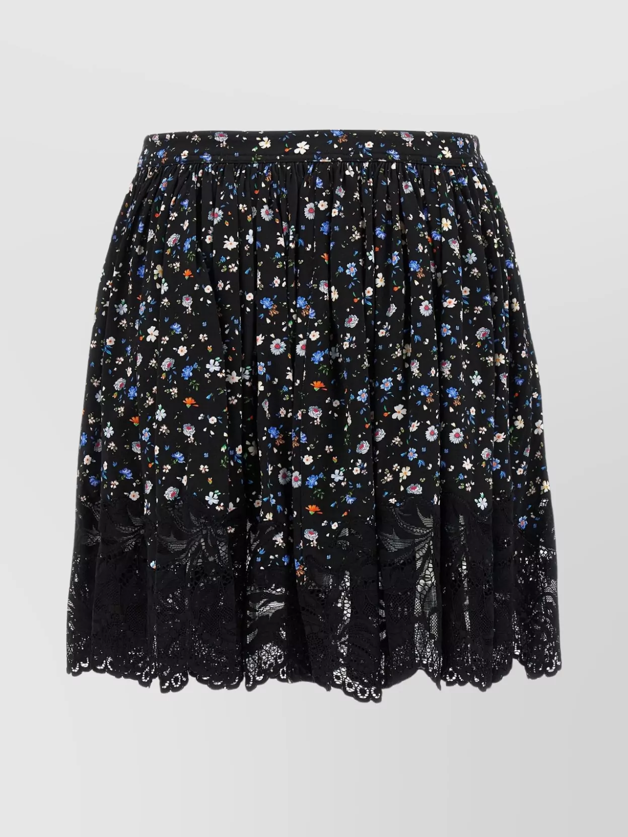 Rabanne Lace Floral Skirt Elastic Waistband In Black