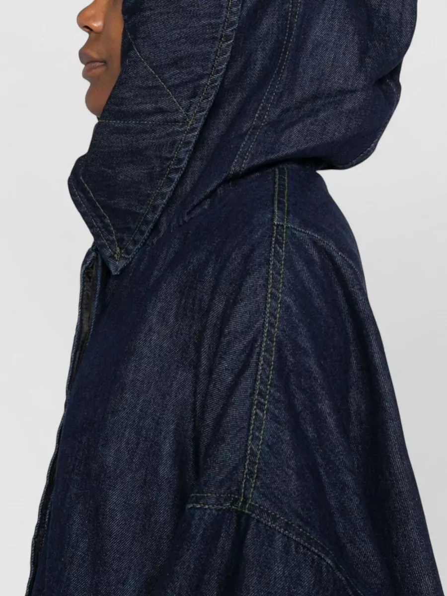 Dries Van Noten Hooded Jacket Contrast Stitching Elasticated Cuffs