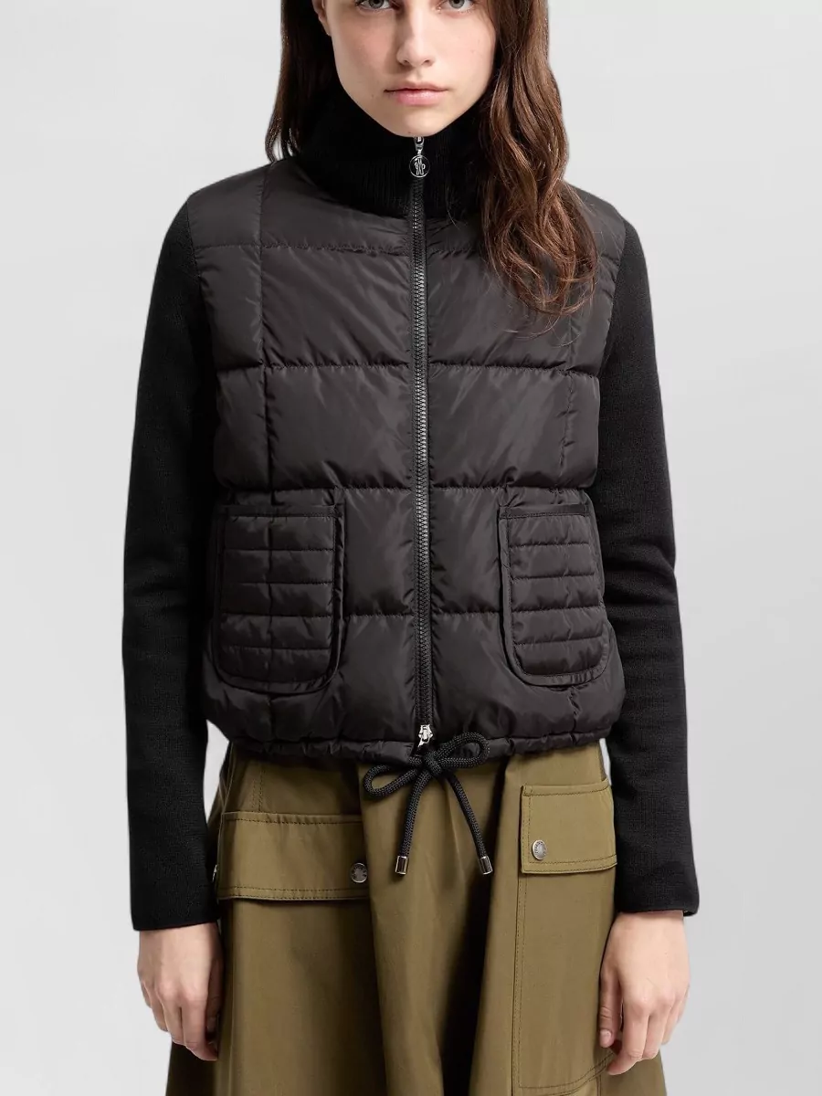 Moncler Wool Quilted Padded Zip-Up Cardigan