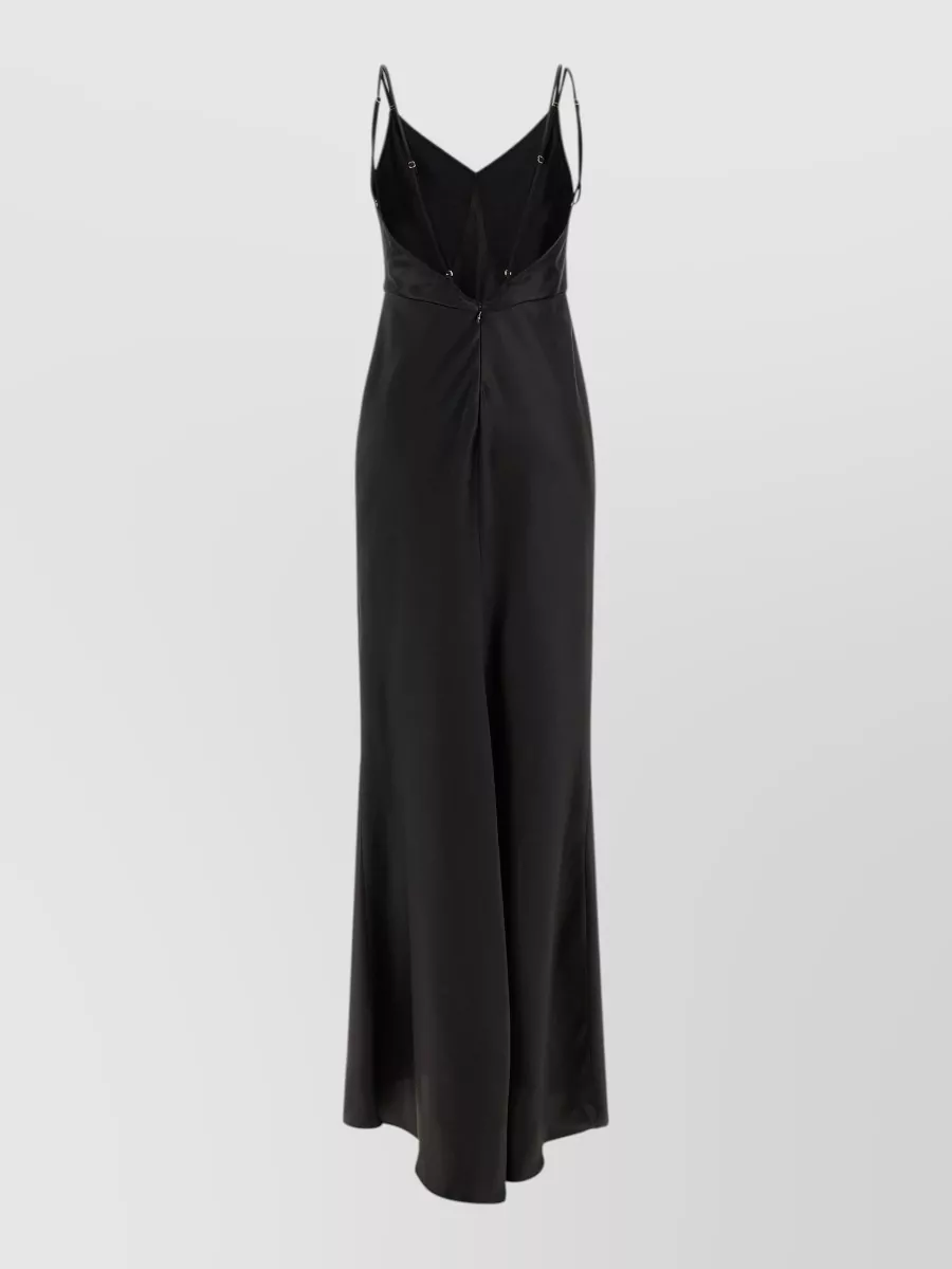 Elisabetta Franchi Satin Sleeveless Sweetheart Neck Maxi Dress