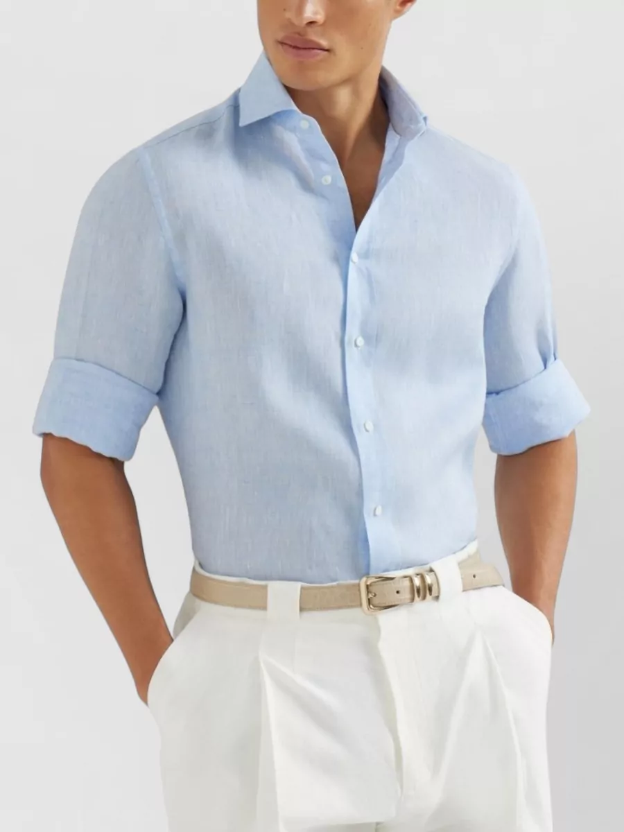 Brunello Cucinelli Lightweight Long Sleeve Button-Down Collar Shirt