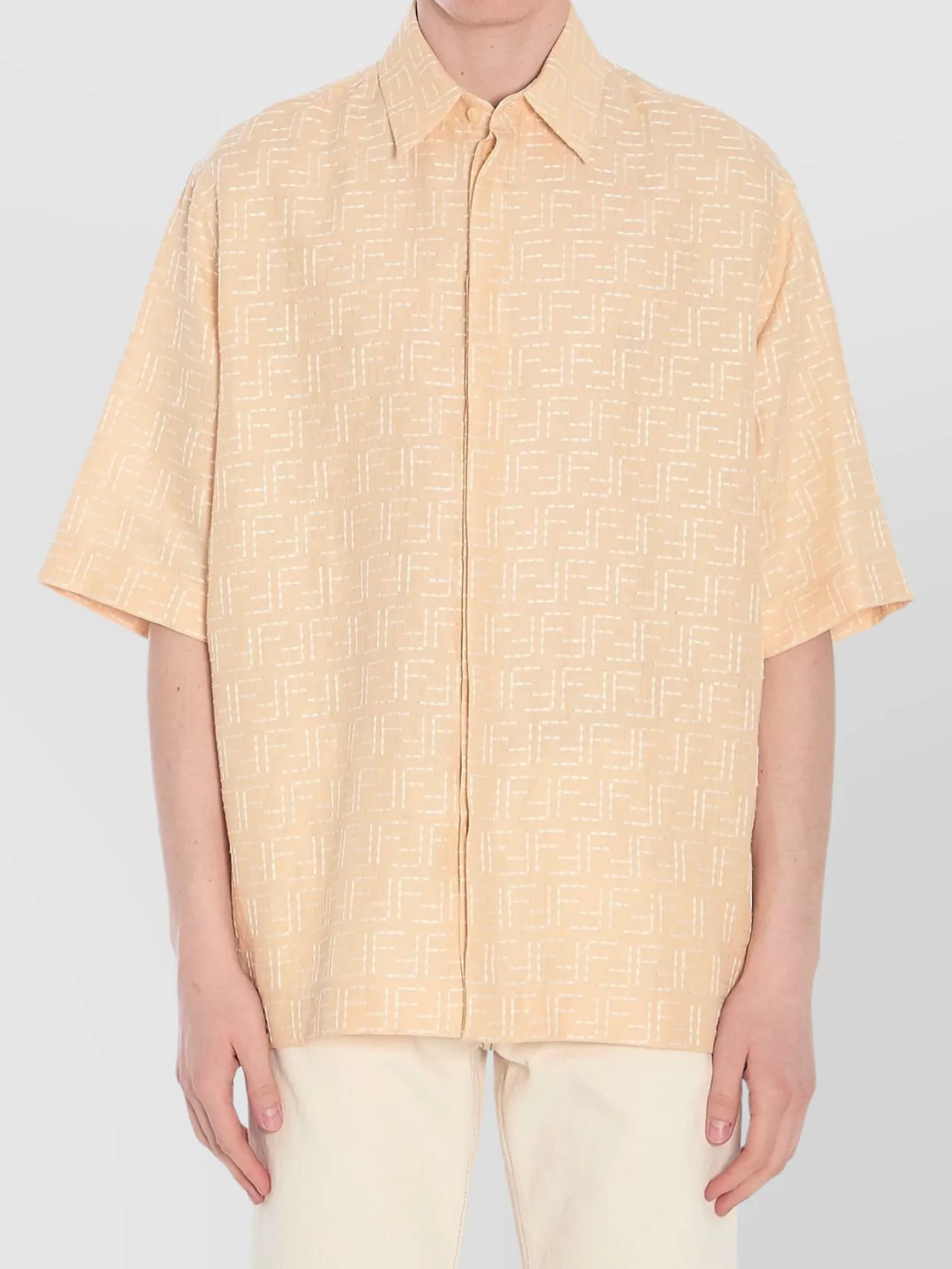 Fendi Ff Jacquard Linen All-Over Pattern Shirt