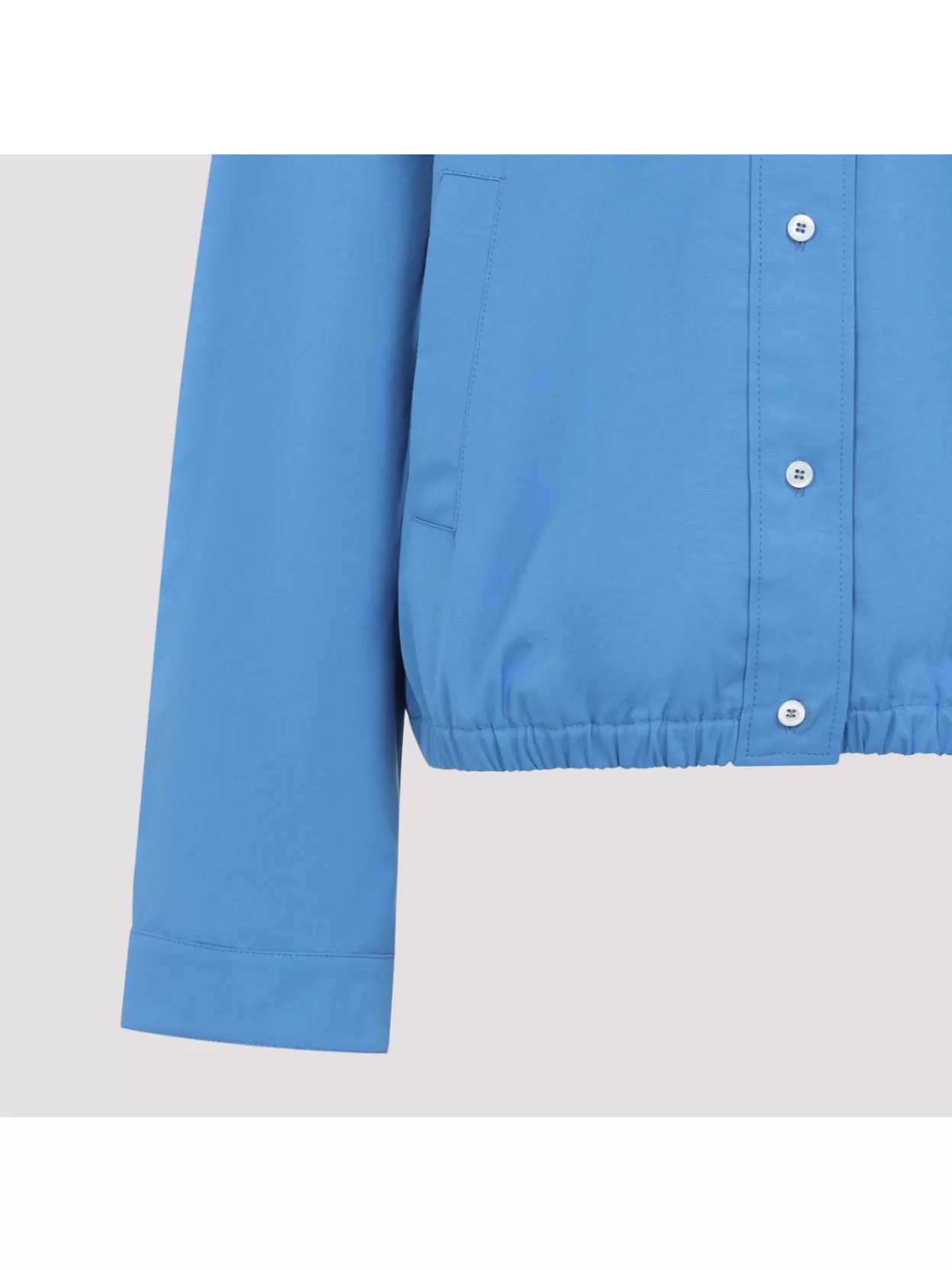 Shop Miu Miu Button-down Collar Cotton Jacket With Elastic Hem
