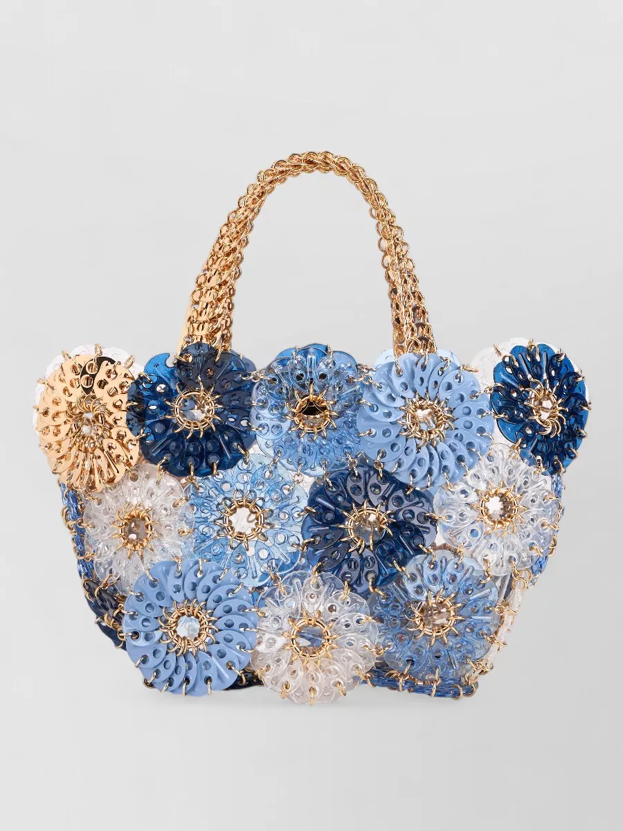 Paco Rabanne 1969 Chain Mail Acetate Floral-Appliqué Tote Bag