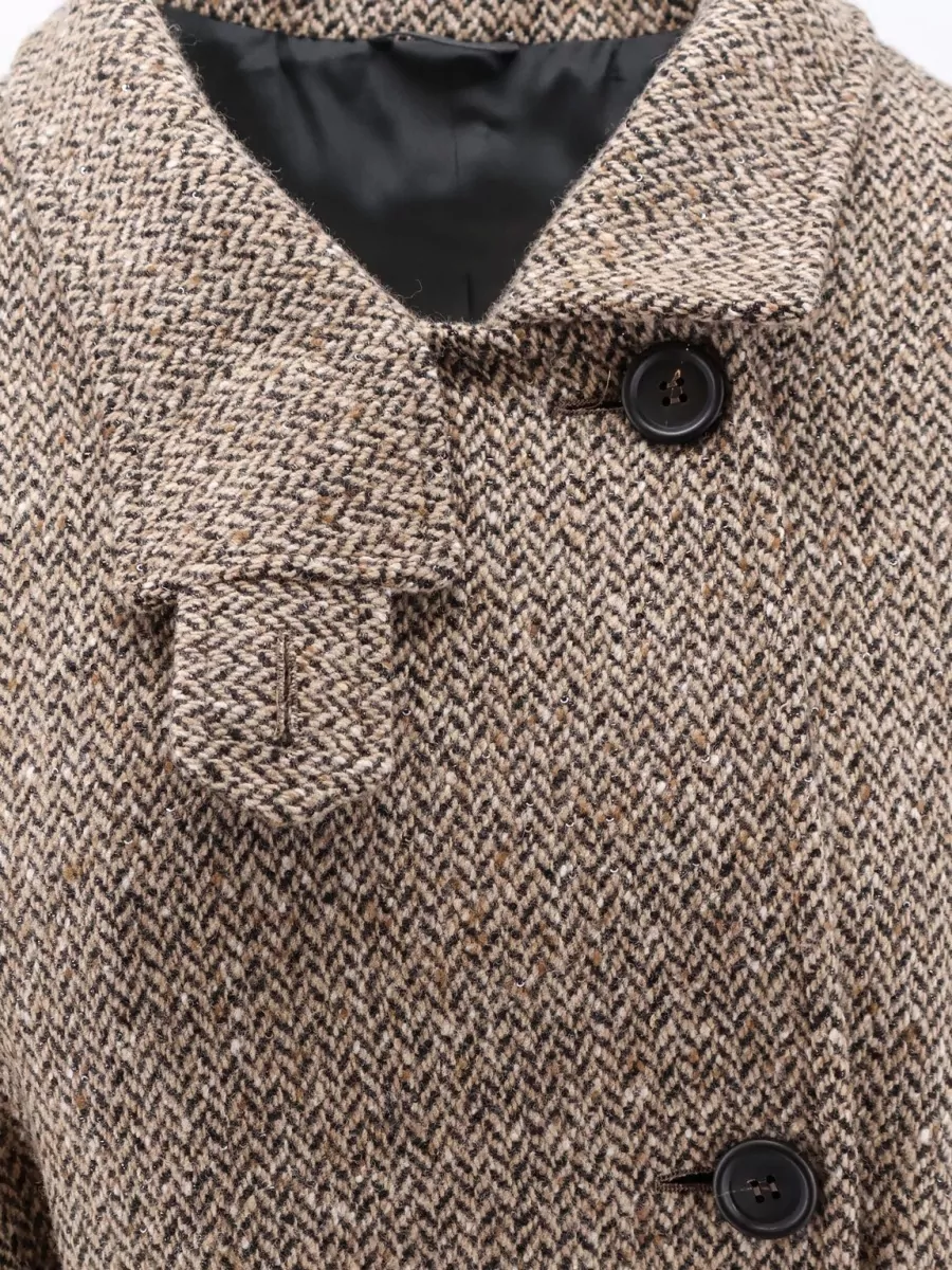 Brunello Cucinelli Virgin Wool Herringbone Belted Coat