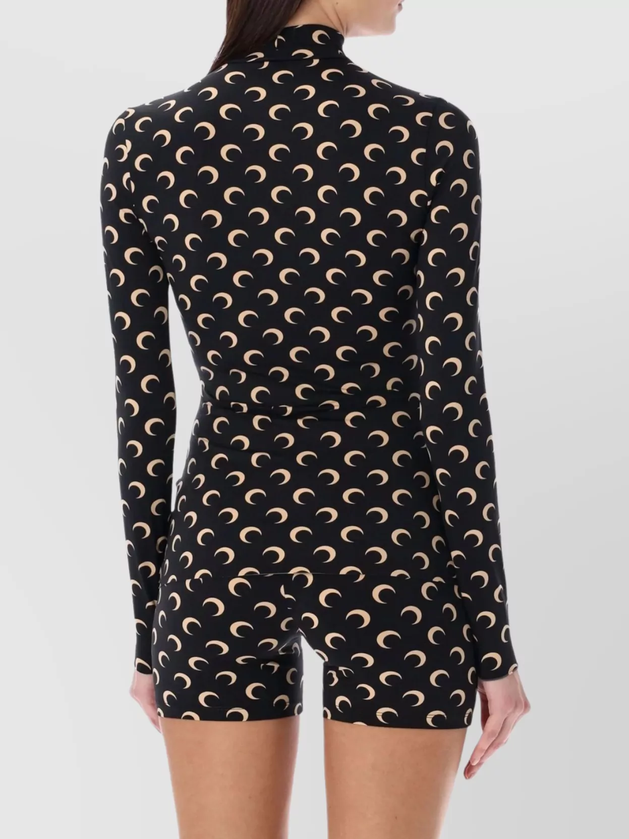 Marine Serre Long Sleeve Turtleneck Printed Blouse