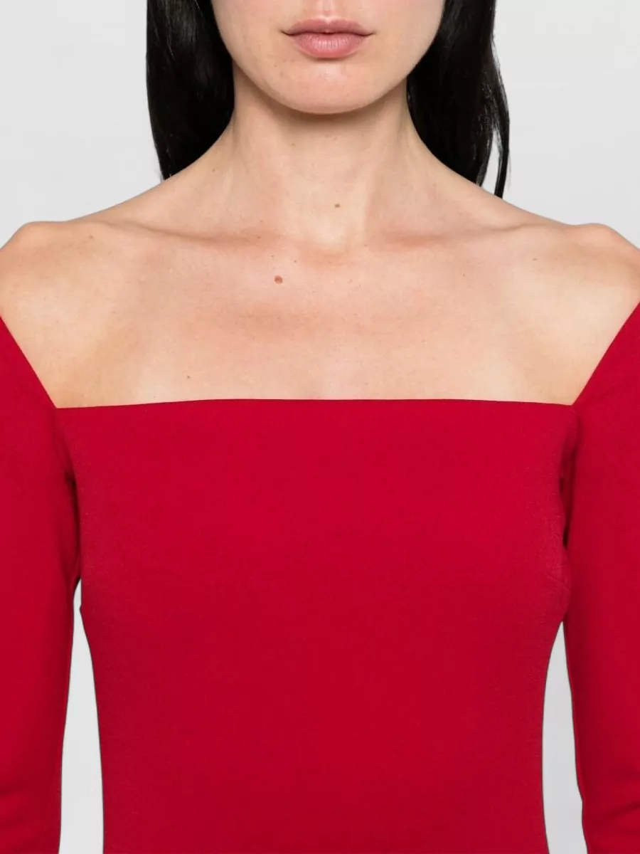 Solace London Square Neck Long Sleeve Fitted Maxi Dress
