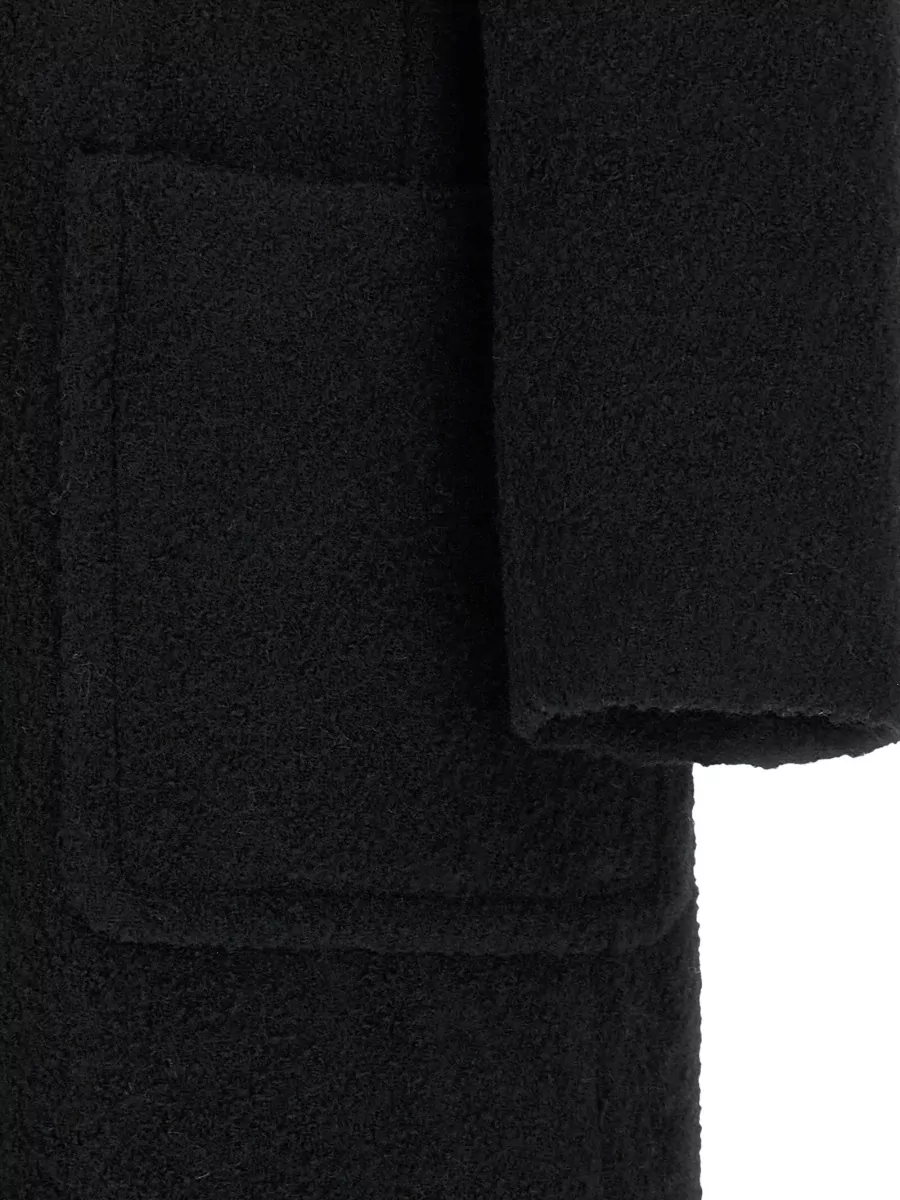 Pinko Bouclé Single-Breasted Long Belted Coat
