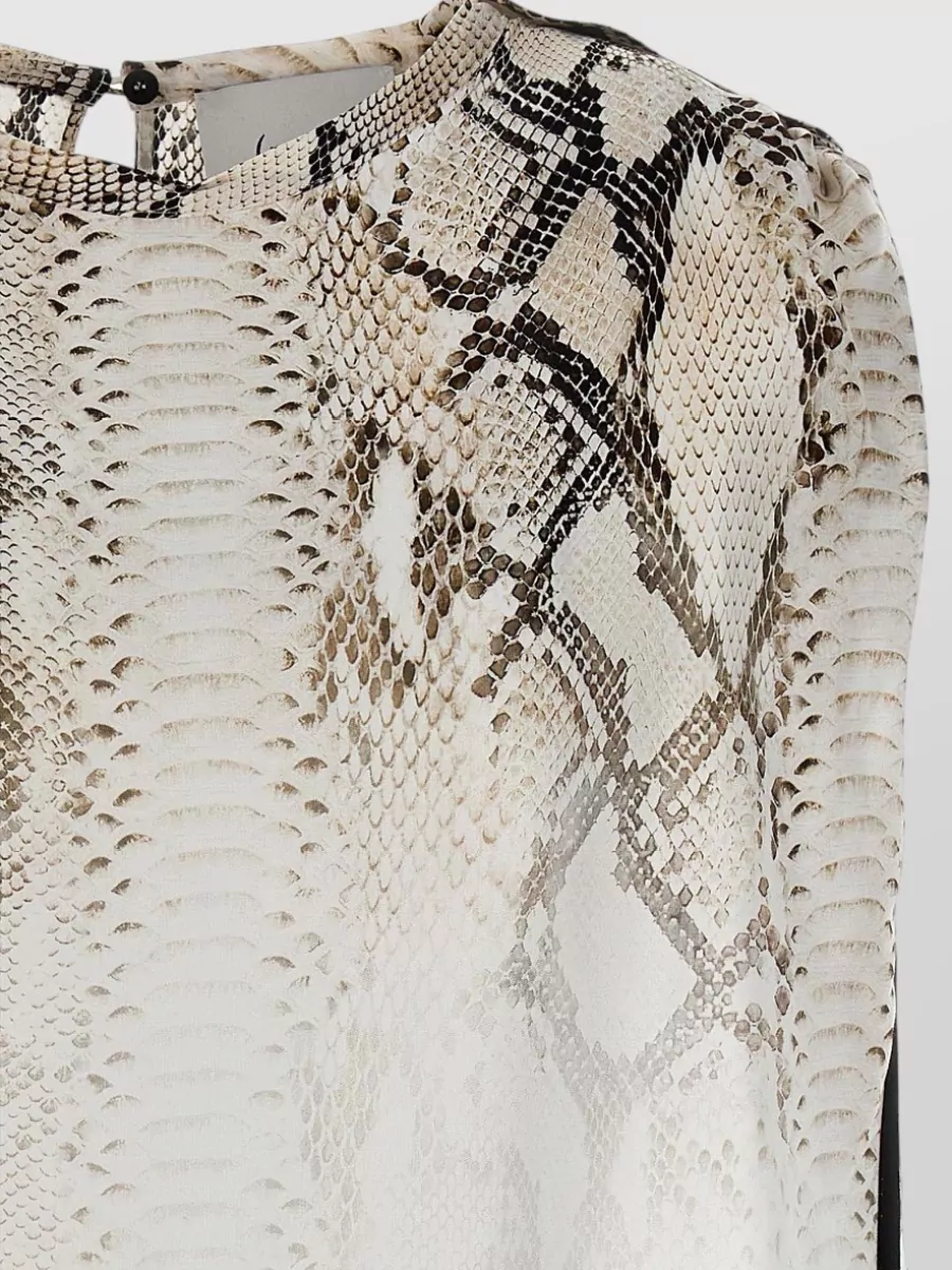 Nude Printed Short-Sleeve Blouse