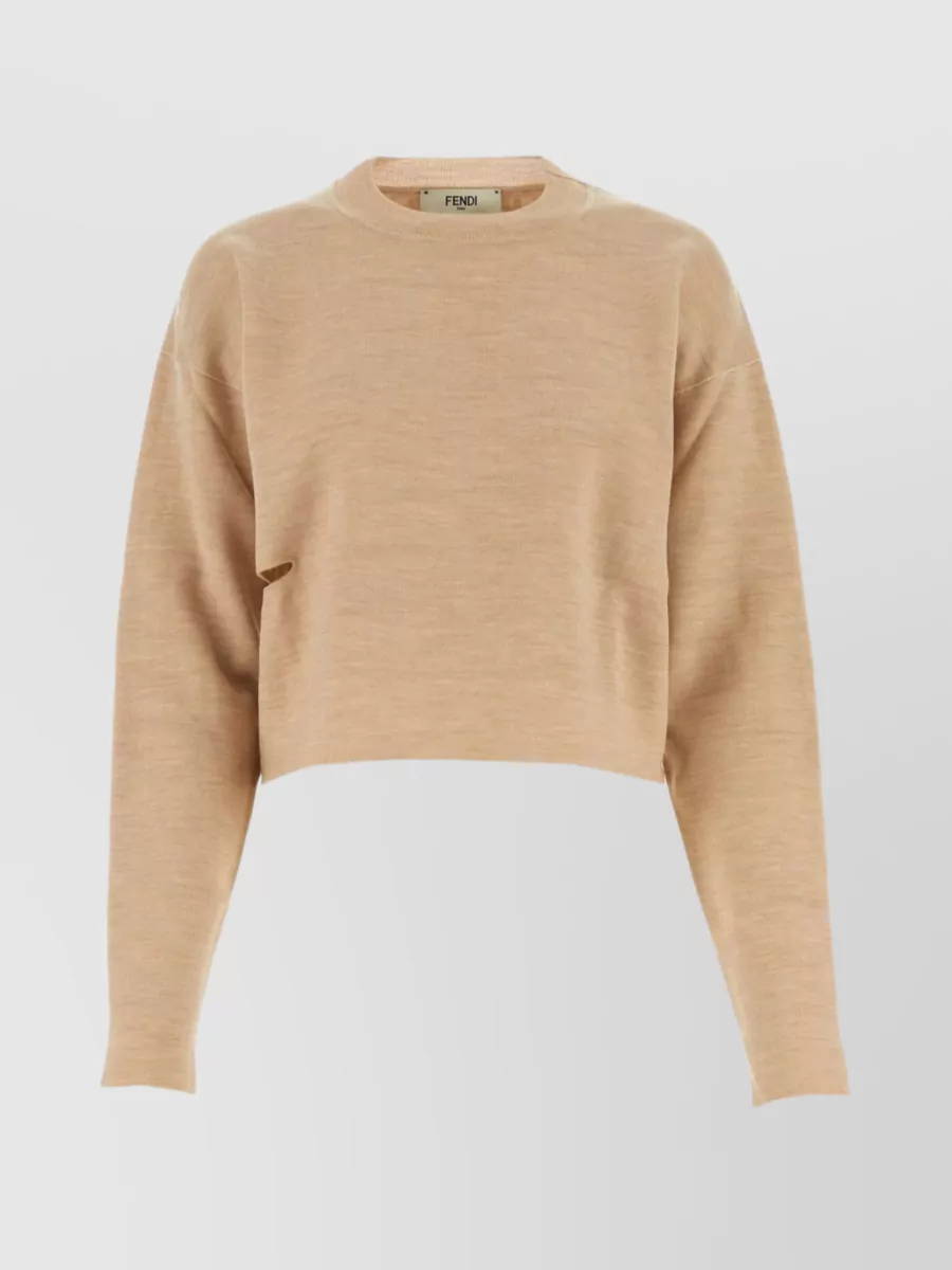 Shop Fendi Reversible Ribbed Knit Sweater In Brown