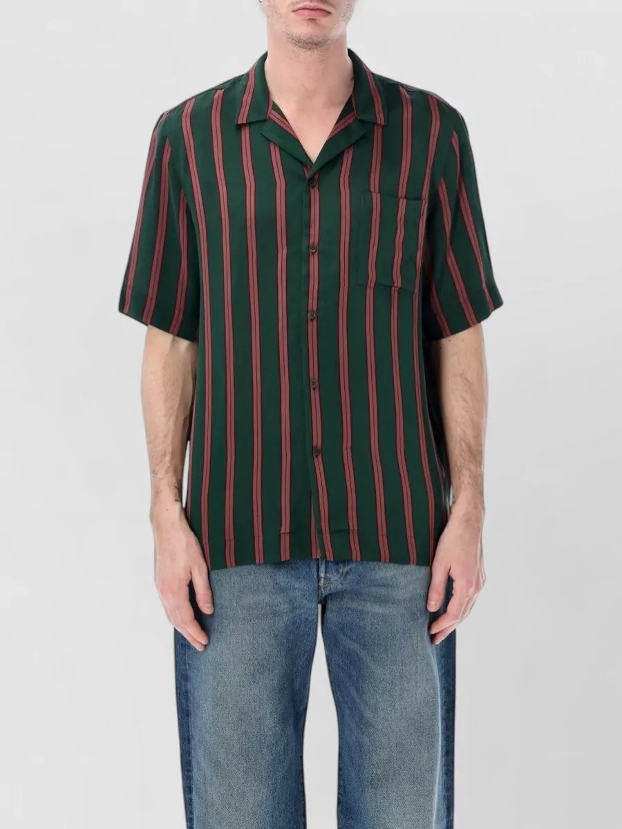 Dries Van Noten Silk viscose striped boxy short-sleeve hawaiian shirt