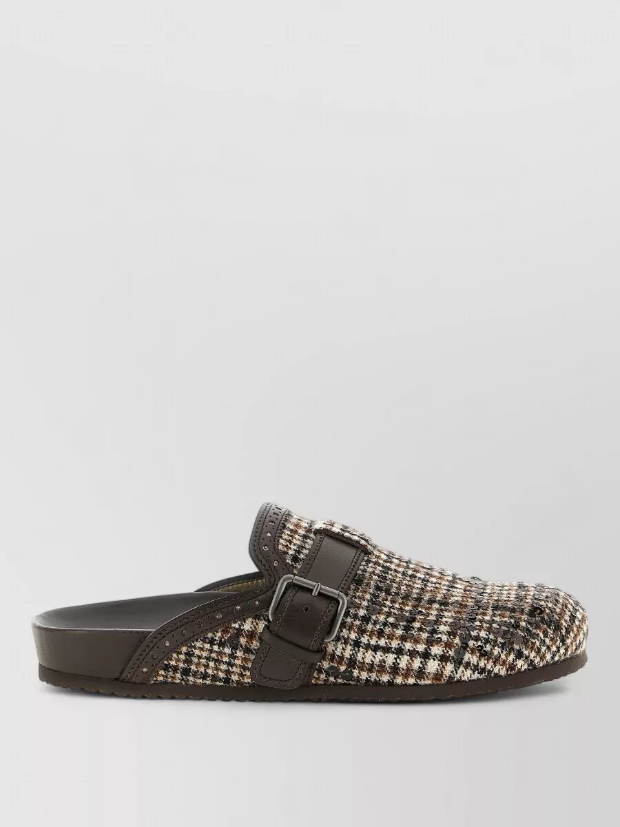 Brunello Cucinelli Houndstooth Sequin Mules