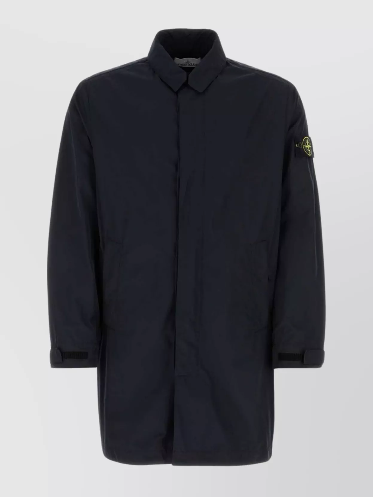 Shop Stone Island Fabric Overcoat With Stand-up Collar And Back Vent