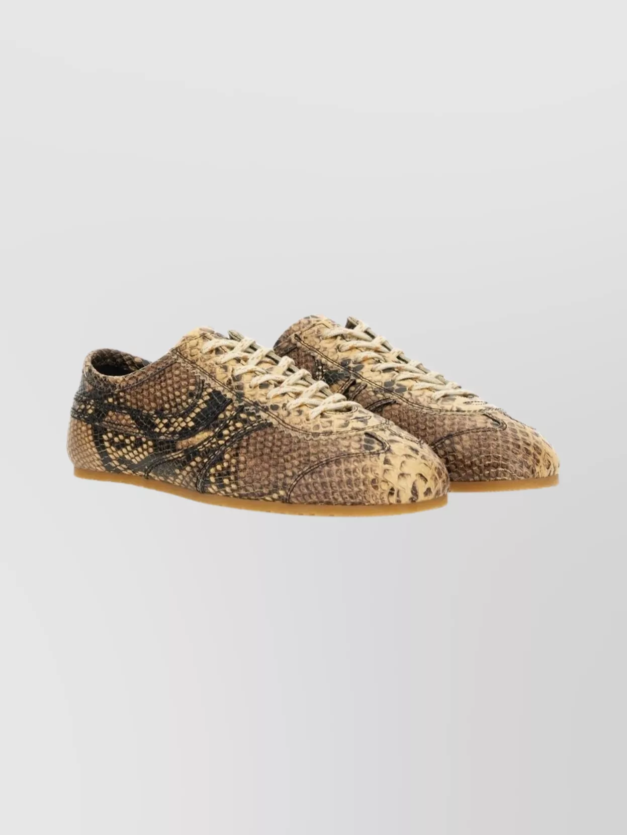 Dries Van Noten Low-Top Snakeskin Pattern Leather Sneakers