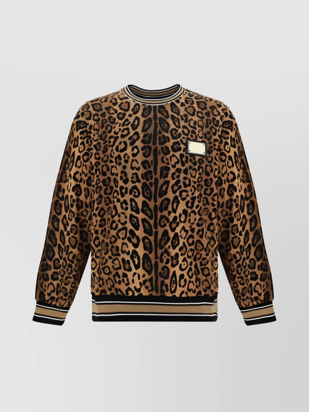 Shop Dolce & Gabbana Animal Print Cotton Sweatshirt With Metal Hardware