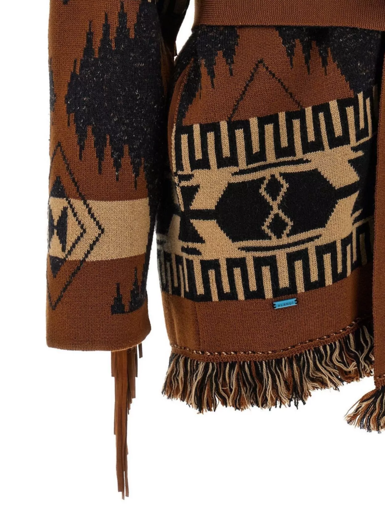 Alanui Geometric Pattern Cardigan Belted Waist