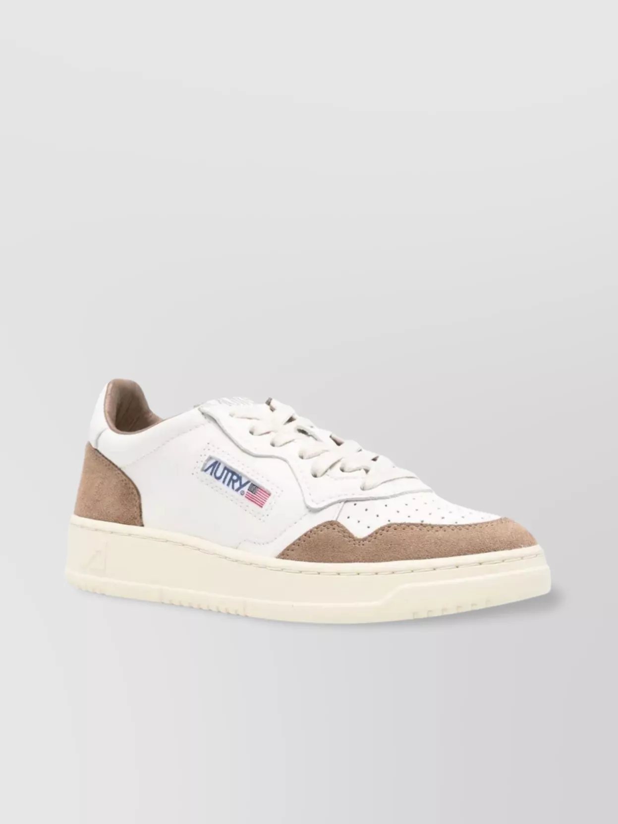 Autry Low Sneaker With Contrast Panels And Perforated Detailing In White
