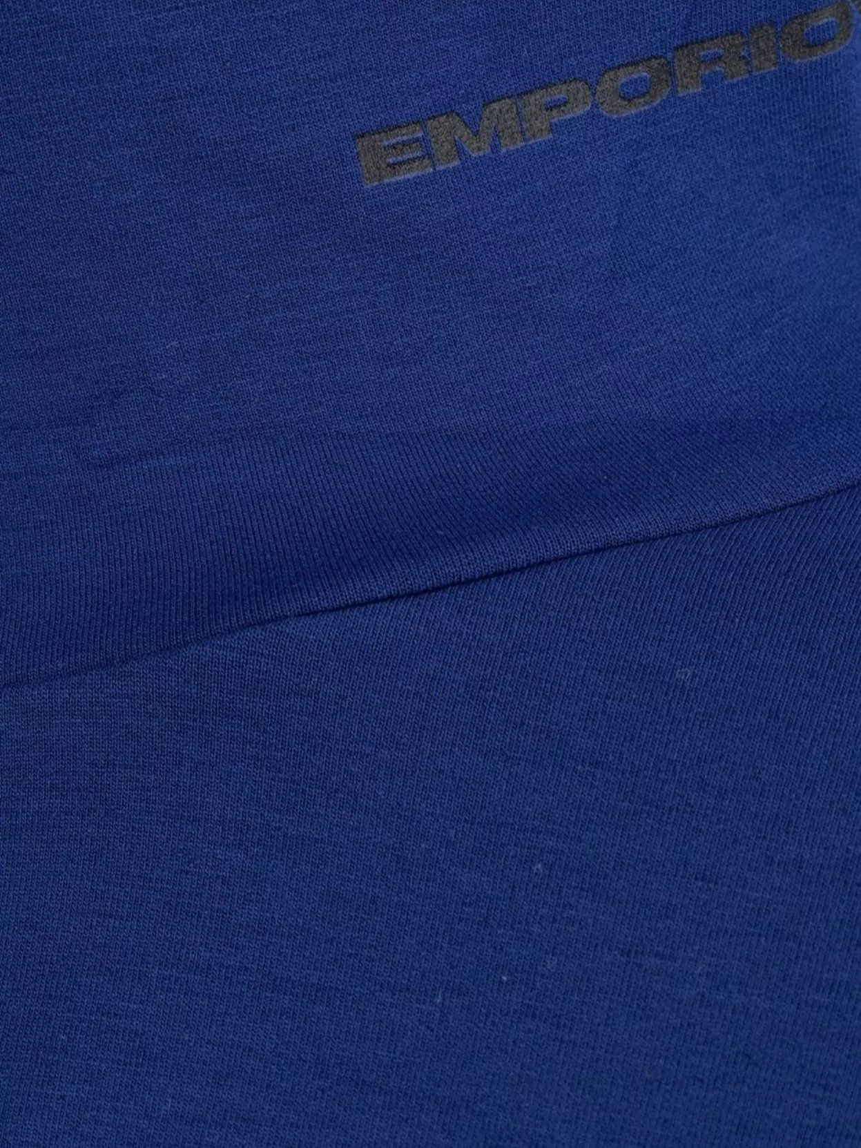 Emporio Armani Turtleneck Ribbed Cuffs Long Sleeves Sweater In Blue