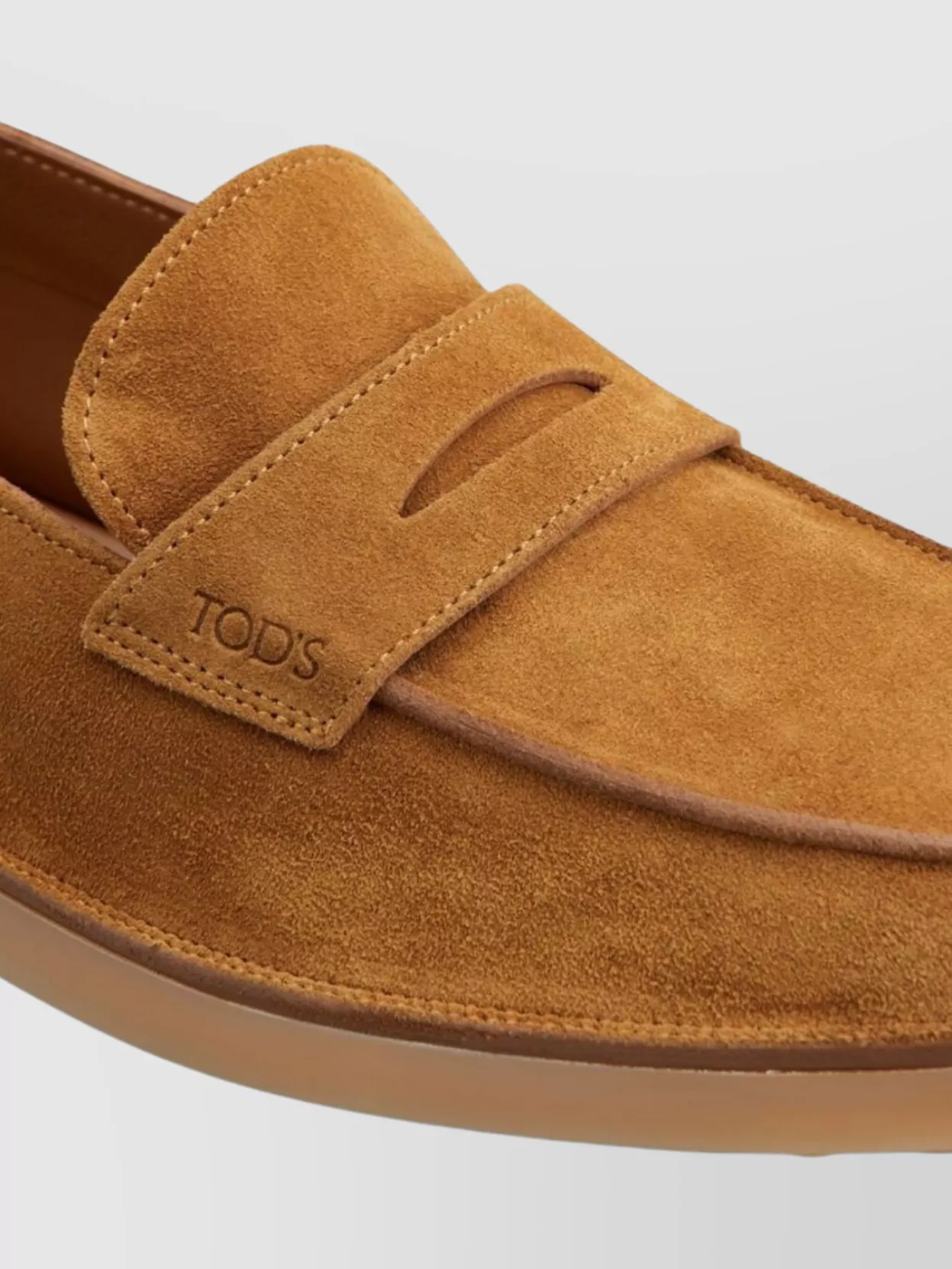 Tod's Round Toe Suede Loafers With Penny Slot