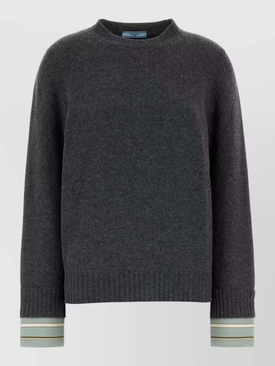 Prada cashmere wool ribbed crewneck jumper