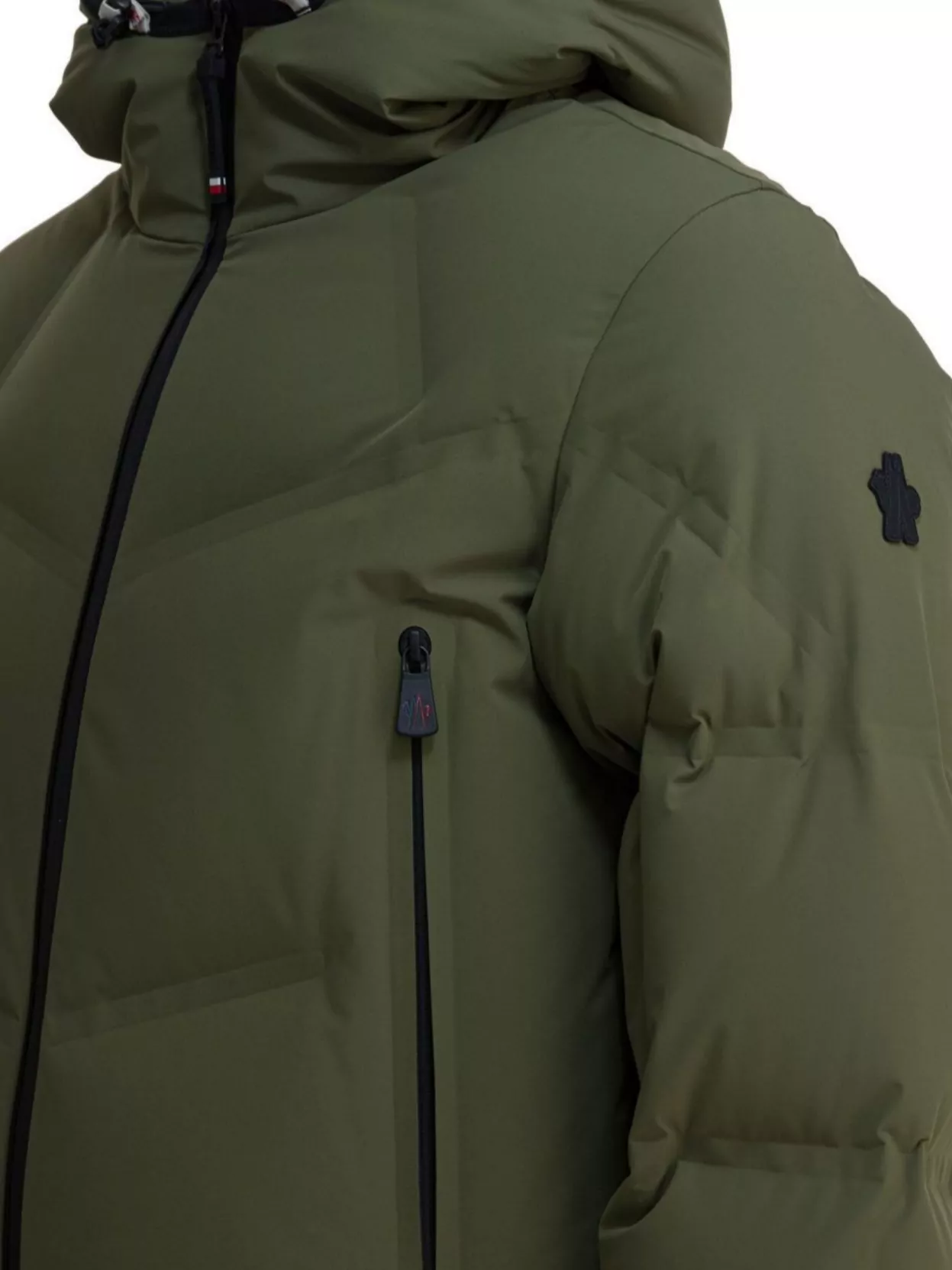 Moncler Ski Jacket With Hood And Pockets In Green