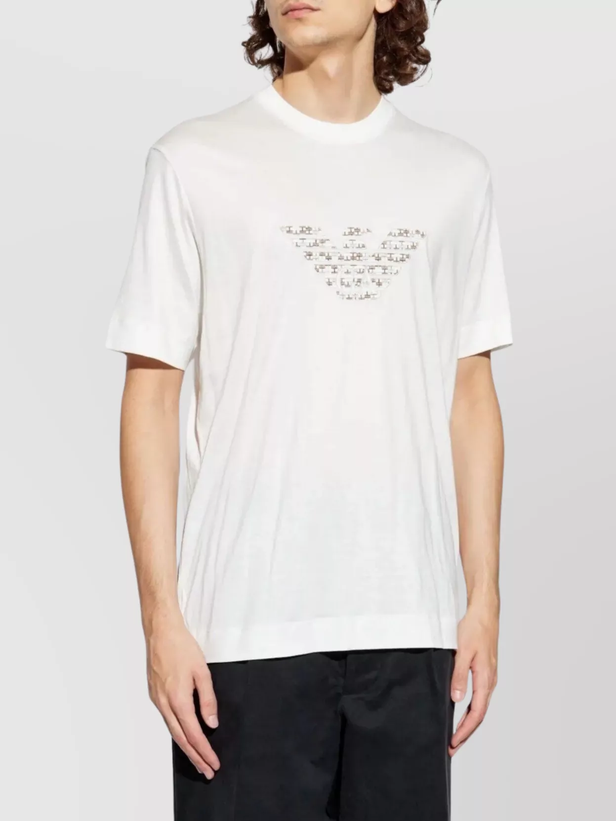 Emporio Armani Short Sleeve Crew Neck Embroidered T-Shirt