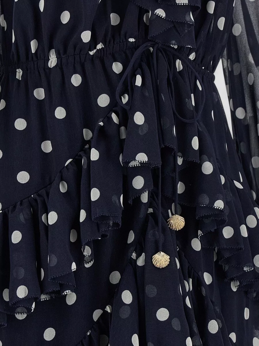 Self-Portrait Polka-Dot Georgette Ruffle Maxi Dress