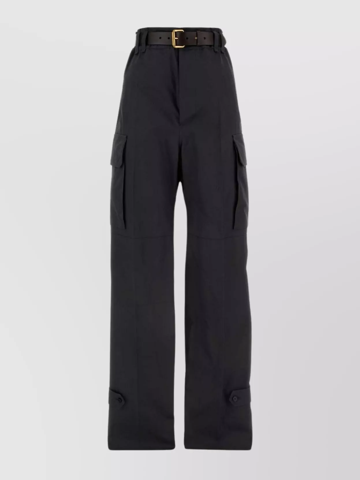 Saint Laurent Wide Leg Cotton Trousers With Cargo Pockets In Blue