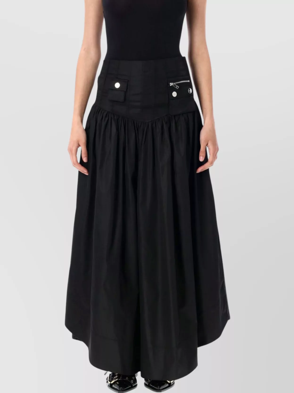 Ganni Duchess Pocket Midi Skirt