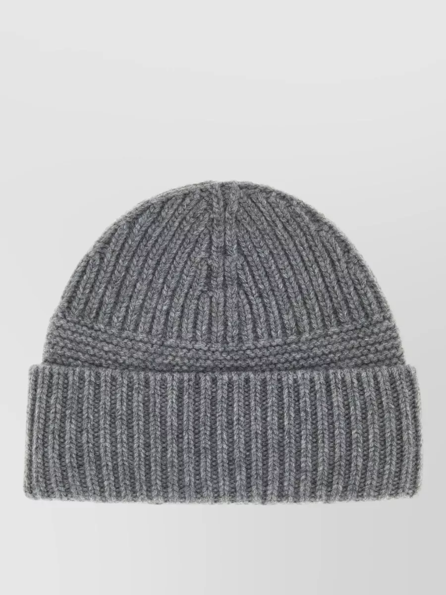 Miu Miu Wool Blend Beanie Hat Folded Cuff Ribbed