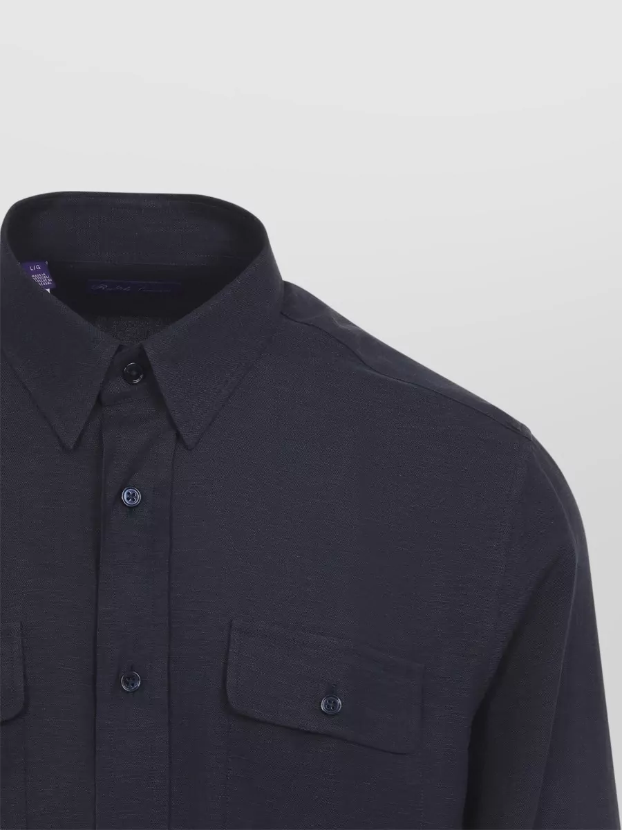 Ralph Lauren Purple Label Silk Linen Long-Sleeve Shirt