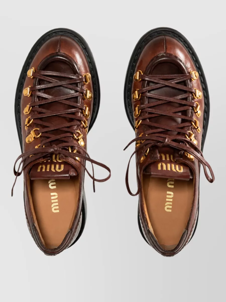 Miu Miu Leather Lace-Up Brogues