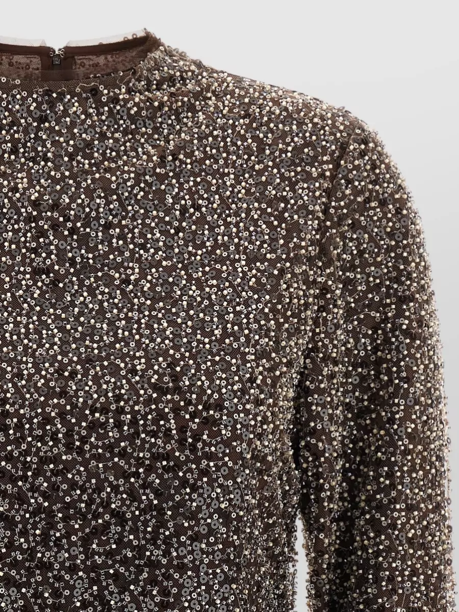 Rotate Birger Christensen Embellished Peplum Long-Sleeve Top
