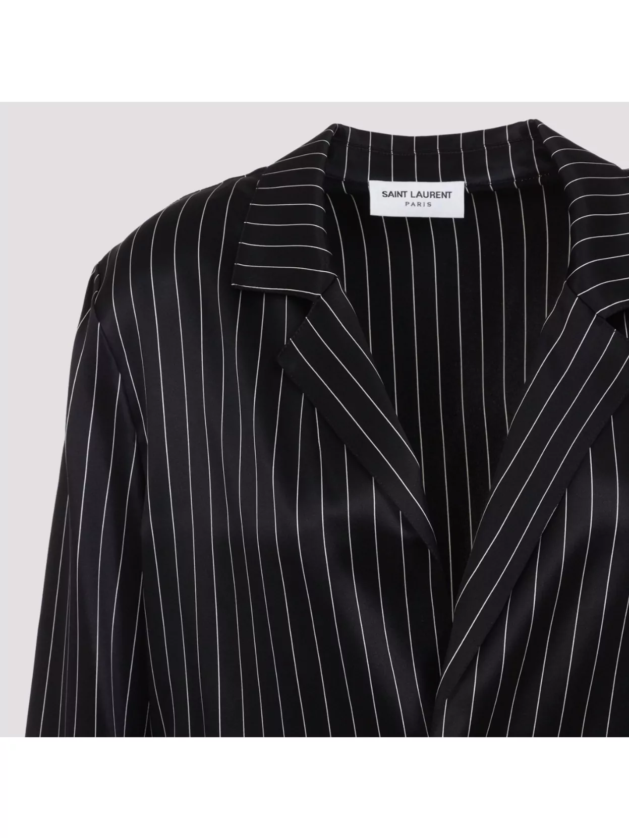 Saint Laurent Striped Silk Shirt Notched Collar