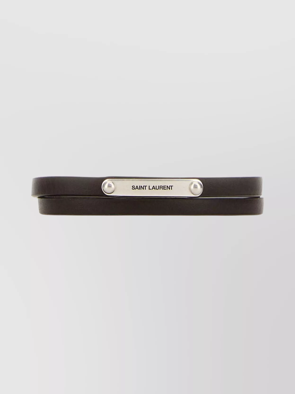 Shop Saint Laurent Leather Id Wristband Featuring Metal Accents