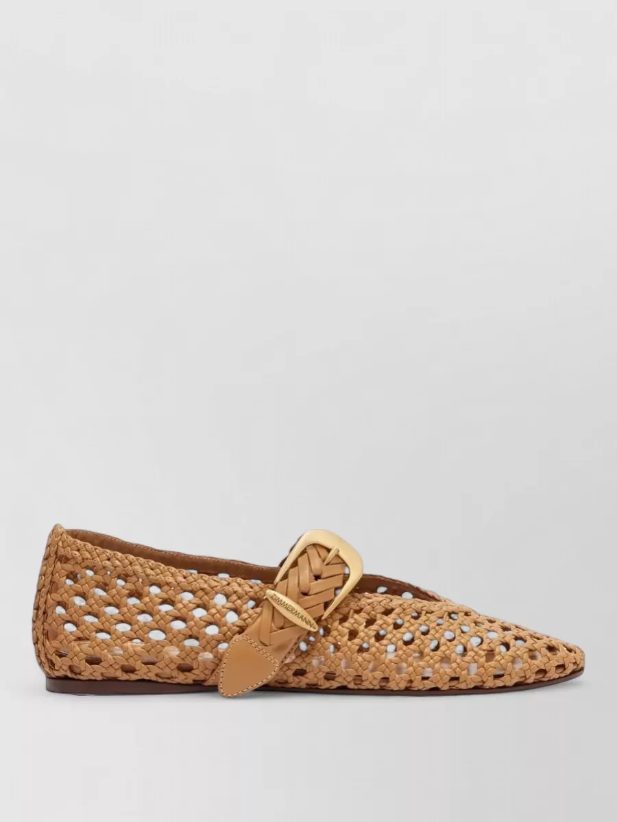 Zimmermann Leather Woven Ballet Flats